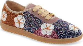 Valentino Garavani Cosmatesque Sequins & Floral Embroidery Sneaker in Blue Multi at Nordstrom, Size 11Us
