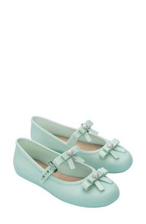 Melissa Soft Ballerina Bow Mary Jane Flat in Green/Beige at Nordstrom Rack, Size 9