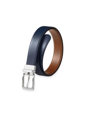 Paul Fredrick Wayne Reversible Belt in Navy/tan at Nordstrom, Size 40