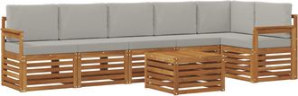 vidaXL Conjunto De Sof&aacute;s De Exterior 7 Uds. Gris Natural Y Claro Vidaxl
