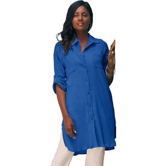 Jessica London Gauze Mega Tunic in Dark Sapphire at Nordstrom, Size 22