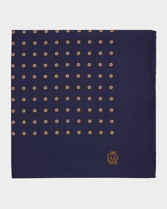 Dunhill Men & apos;s Medallion Mulberry Silk Pocket Square