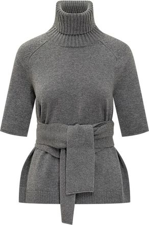 Lanvin Kortmouw Wollen Coltrui - Dames - Coltruien - Grijs - L - Wol - Truien & Vesten