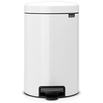 Brabantia Cestino per rifiuti con pedale, acciaio inox, bianco, 12 l