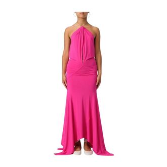 The Attico Gekreelde Asymmetrische Jersey Jurk - Dames - Jurken - Roze - Maat: XS Jersey
