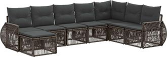 vidaXL Conjunto De Sof&aacute;s De Jard&iacute;n 8 Uds. Gris Y Gris Oscuro Vidaxl