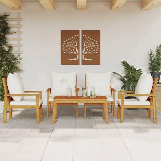vidaXL Juego De Muebles Jard&iacute;n 5 Pzas Con Cojines Madera Maciza Acacia Vidaxl