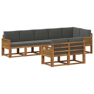vidaXL Conjunto De Sof&aacute;s De Exterior 8 Pcs Natural Y Antracita Vidaxl