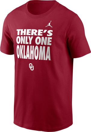 Nike Jordan Mens Oklahoma Sideline Slogan Jordan Brand Dri-FIT College Long-Sleeve T-Shirt in Red | 0JET69WOKN-H2B