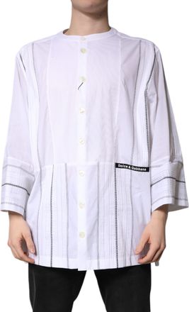 Dolce & Gabbana White Cotton Button Down Long Sleeves Mens Shirt (Pre-Owned)