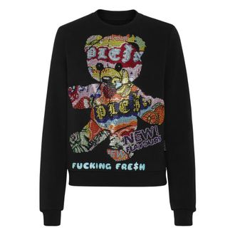 Philipp Plein Strass Sweatshirt Roundneck Tutti Frutti - Dames - Sweatshirts - Zwart - XS - Katoen - Hoodies & sweatvesten