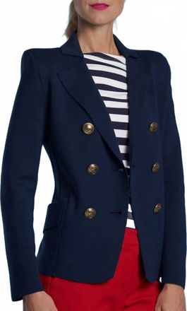 Maison Common Double-Breasted Knitted Jacket With Buttons In Navy