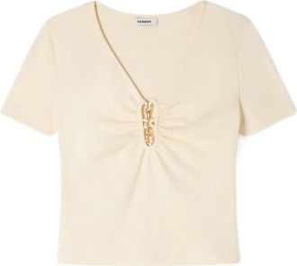 Sandro T-shirt con scollo a V - Toni neutri