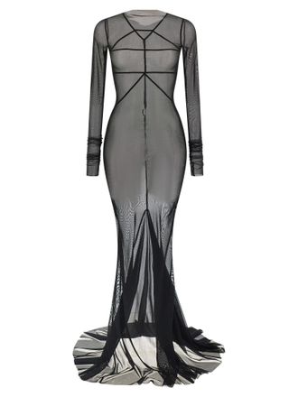 Rick Owens Black Nylon Long Womens Dress