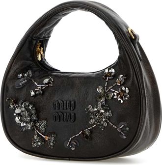 Miu Miu Womens Dark Brown Nappa Leather Handbag Caffe Borse A Mano Bag