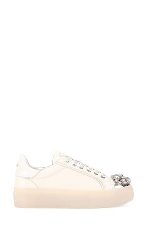 Kurt Geiger Crystal Cap Toe Platform Sneaker in Open White at Nordstrom, Size 7.5Us