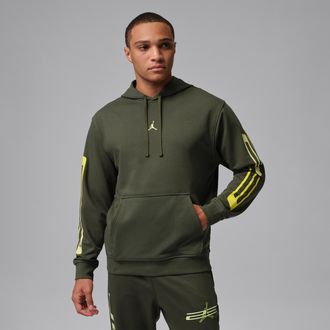 Nike Jordan Mens Jordan Sport Crossover Dri-FIT Fleece Graphic Pullover Hoodie in Green | IF0851-325