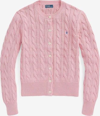 Polo Ralph Lauren Rundhals-Zopfstrickcardigan aus Baumwolle Pony