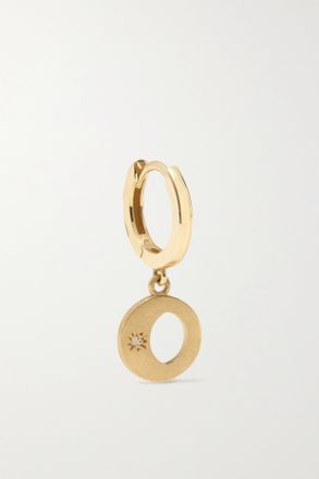 Andrea Fohrman Orecchino Singolo A Cerchio In Oro 14 Carati Con Diamante Mini Waning/waxing Gibbous