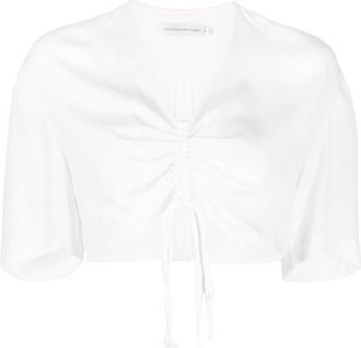 CHRISTOPHER ESBER drawstring crop top - women - Spandex/Elastane/Viscose - 6 - White
