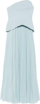 Solace London Light Blue Britt Strapless Pleated Dress