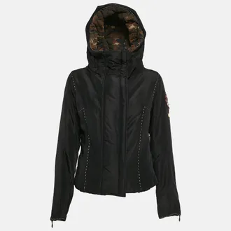 Calvin Klein Black Embellished Crepe Puffer Jacket