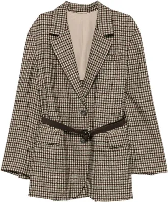 Brunello Cucinelli Check-pattern Belted Blazer