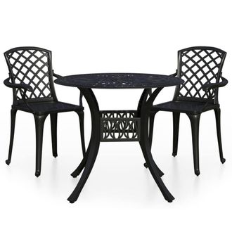 Berkfield Home 3 Piece Bistro Set Cast Aluminium Black