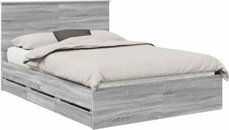 vidaXL Estructura De Cama Gris Sonoma 140 X 200 Cm Madera Ingenieril Vidaxl