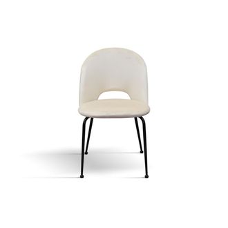 Konte Design Juego de 4 sillas en tejido efecto terciopelo beige, patas antracita