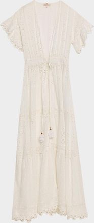 Ramy Brook Janis Eyelet Embroidered Maxi Kaftan Coverup