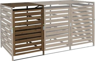 Hhg Hhg - Nunca Usado] Extensi&oacute;n De Tapa De Cubo De Basura Xl 1pc/2pc 714, Caja De Cubo De Basura, 114x67x97cm Madera Maciza, Marr&oacute;n Oscuro