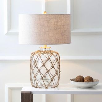 Jonathan Y Designs Mer 26.5 Glass and Rope LED Table Lamp