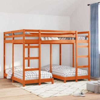 vidaXL vidaXL Struttura letto a castello triplo Cera marrone 160 x 200 cm