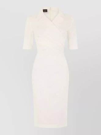 Pinko linen v-neck 3/4-sleeve fitted midi dress