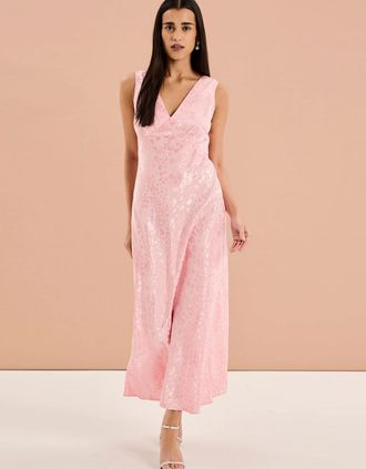 Omnes Womens Iris Maxi Dress in Pink - Size: 10