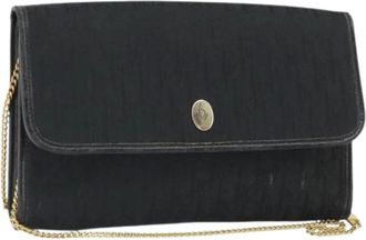 Dior Pre-owned Clutches, female, Black, Size: ONE SIZE Pre-owned Vintage Trotter Canvas Shoulder Bag