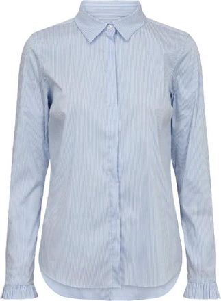 Mos Mosh MOS Mosh - MMMattie Flip Stripe Shirt - Dames - Blouses & Shirts - Blauw - Maat: XS Katoen