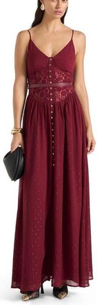 Mani&egrave;re De Voir Rosie Lace Corset Maxi Dress in Wine Red at Nordstrom, Size 10