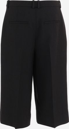 Saint Laurent Womens Cropped Wool Trousers With Pleats Black
