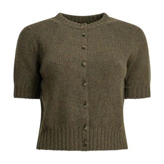 Khaite Cardigan a Maniche Corte con Bottoni - - Knitwear - Donna - Verde - M