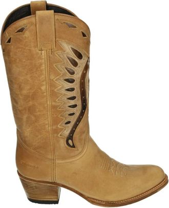 Sendra Western Dameslaars Cognac Leer Nubuck - Dames - Cowboylaarzen - Bruin - 37 EU - Leer - Schoenen