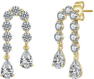 Rachel Glauber 14K Plated Cz Drop Earrings