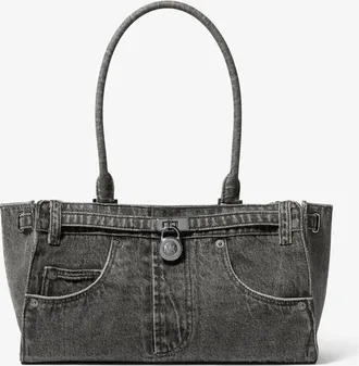 Michael Kors Hamilton Moderne Small Washed Denim Satchel