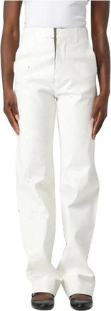 Maison Margiela Rechtvallige Broek - Dames - Straight fit broeken - Wit - 2XS - Broeken