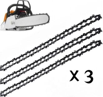 OEM Cadena Para Motosierra De 20 Pulgadas (76 Eslabones, Paso De 0,325) - Juego De 3 Piezas Fabricado En Acero Endurecido De Alta Resistencia