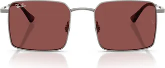 Ray-Ban 53mm Square Sunglasses in Gunmetal /Dark Violet at Nordstrom