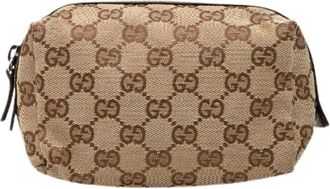 Gucci Pre-owned Bags, female, Beige, Size: ONE SIZE Pre-owned GG Canvas Fabric Pouch