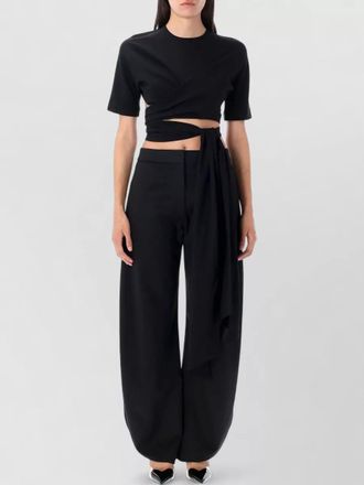 Alaia cropped wrap top open back short sleeves