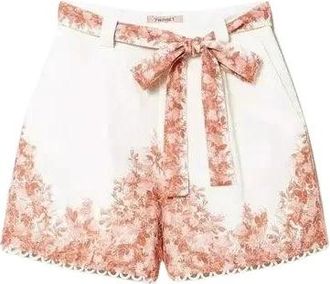 Twinset High-Waist Shorts - Dames - Korte Broeken - Wit - S - Linnen - Korte Broeken
